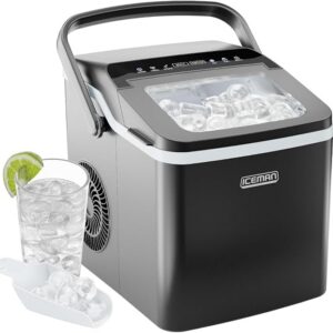 ICEMAN Dual-Size Ice Maker Countertop - Portable Ice Machine, Large and Small Ice Machine Maker with Self Cleaning, 9 Cubes in 7 Mins, 22lbs/24hrs, for Home, Kitchen, Office, Party, Ice Scoop Included